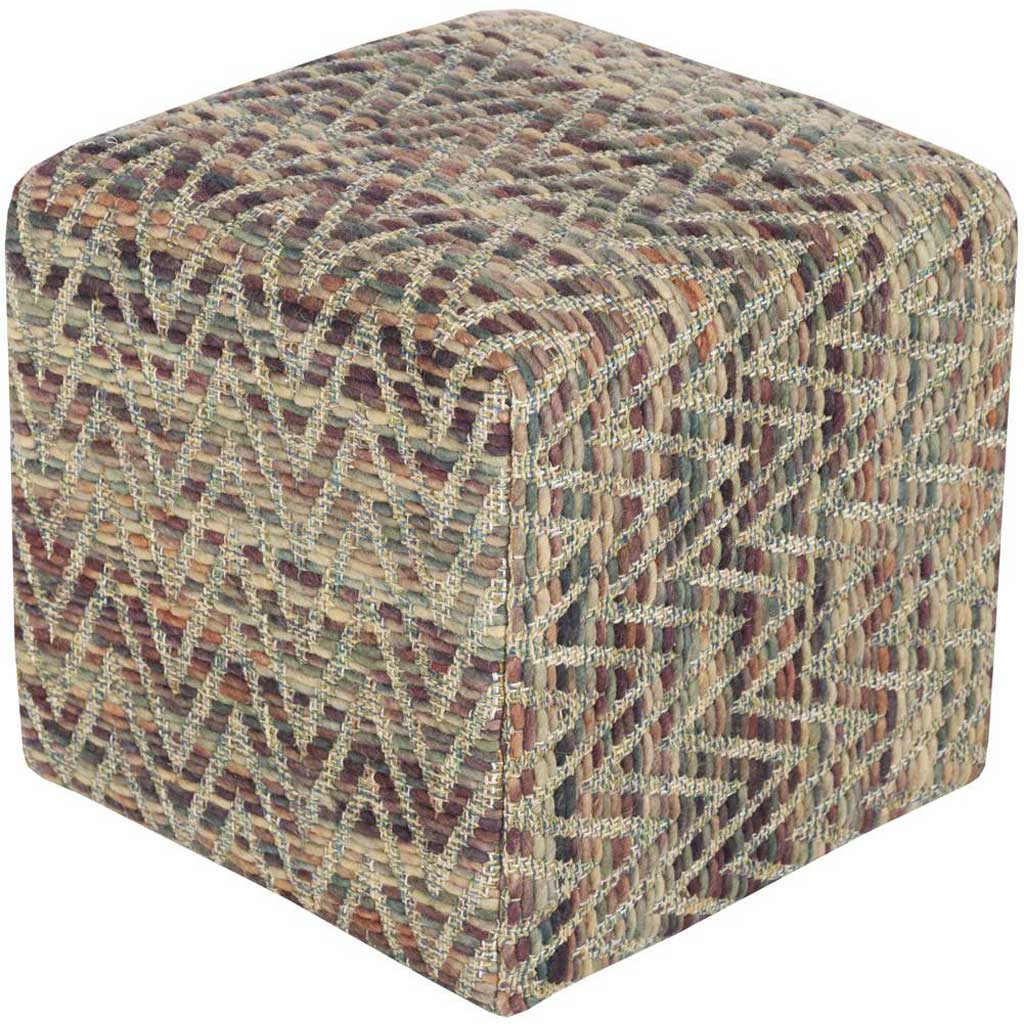 Dahlia Chevron Vibrant Cube Pouf