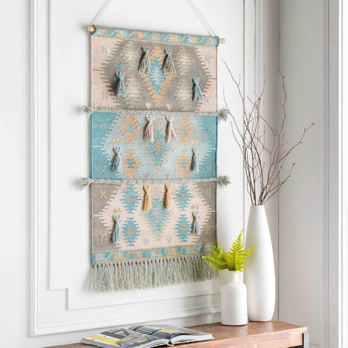 Abel Wall Hanging Medium Gray/Sky Blue/Beige
