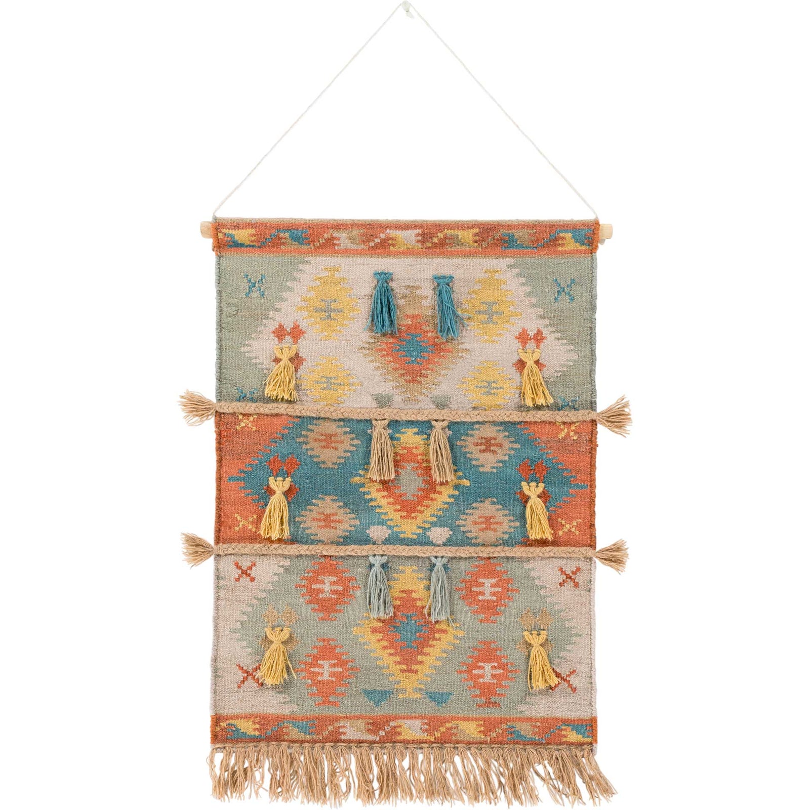 Abel Wall Hanging Beige/Aqua/Sage