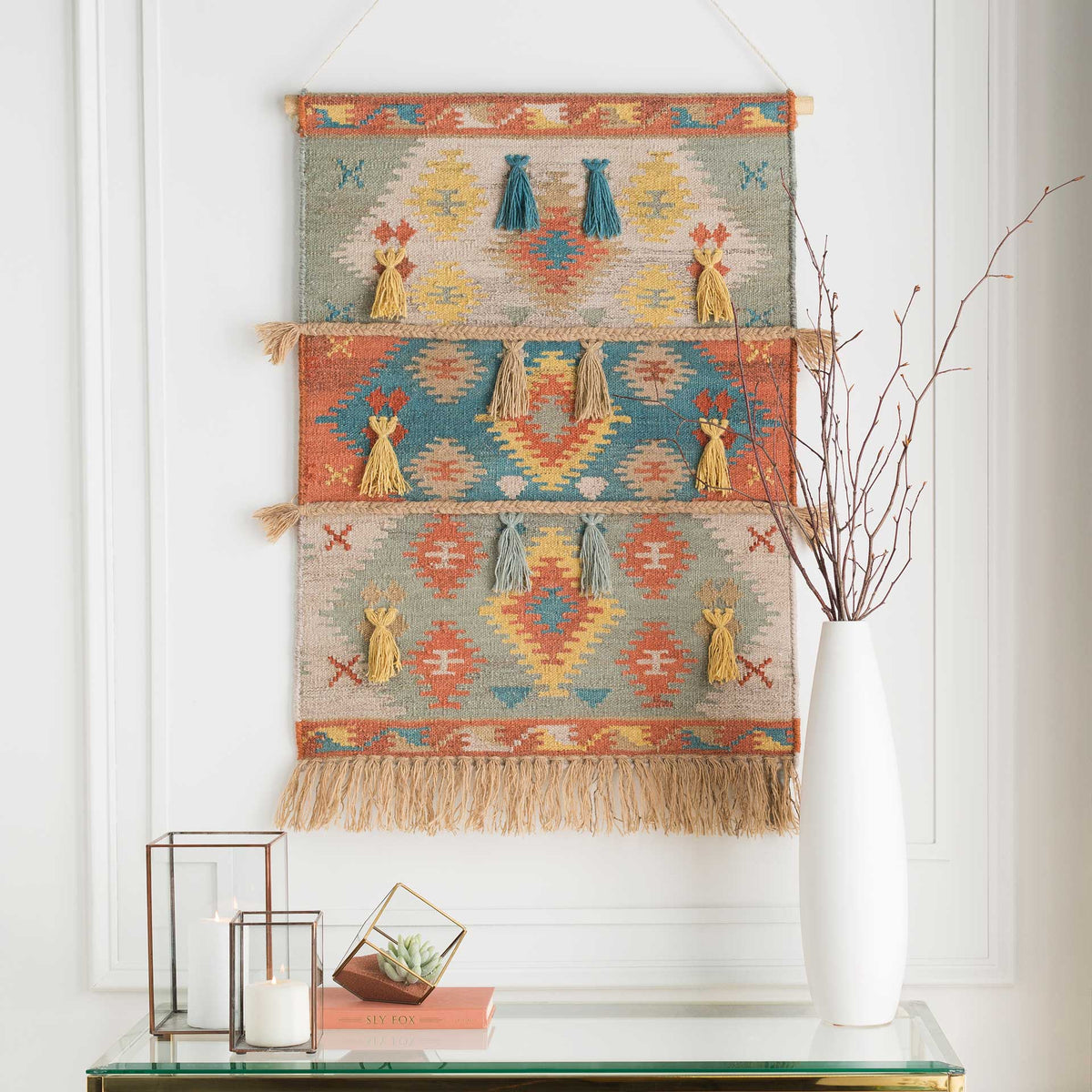 Abel Wall Hanging Beige/Aqua/Sage