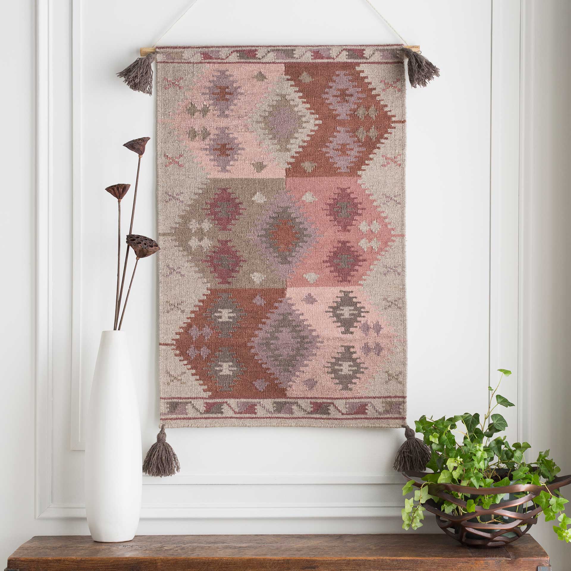 Abel Wall Hanging Taupe/Beige/Eggplant