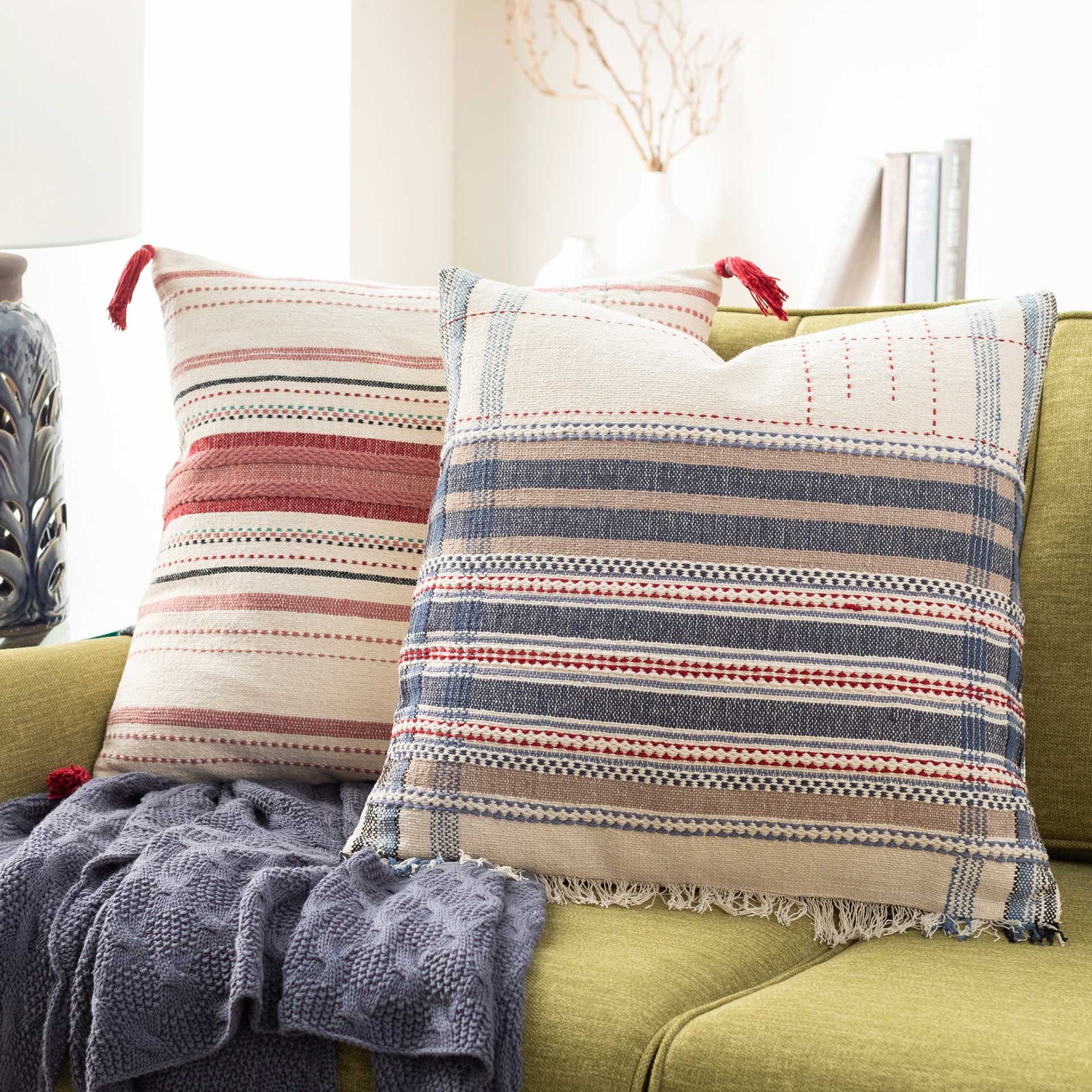 Dayton Pillow Ivory/Navy/Taupe