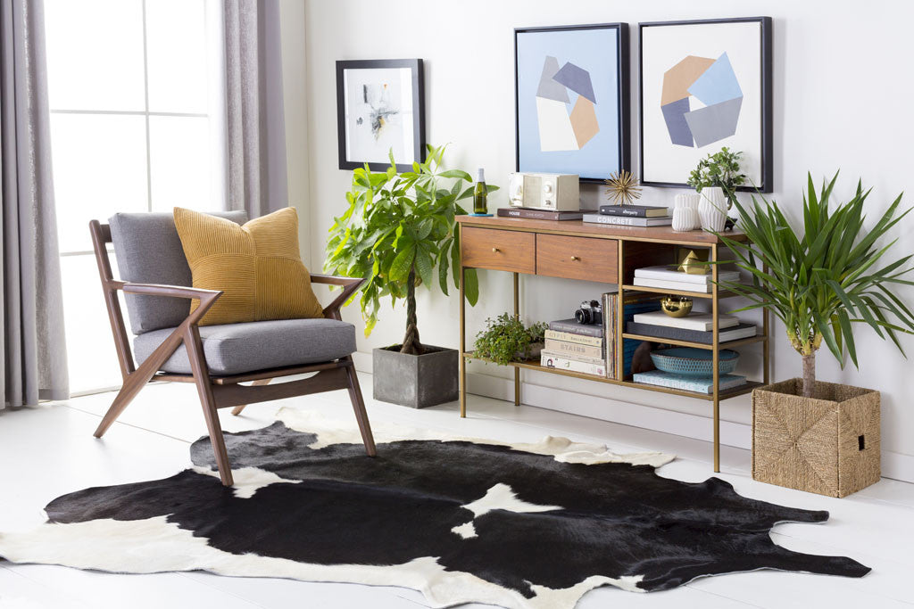 Duke Ivory/Black Cowhide Rug