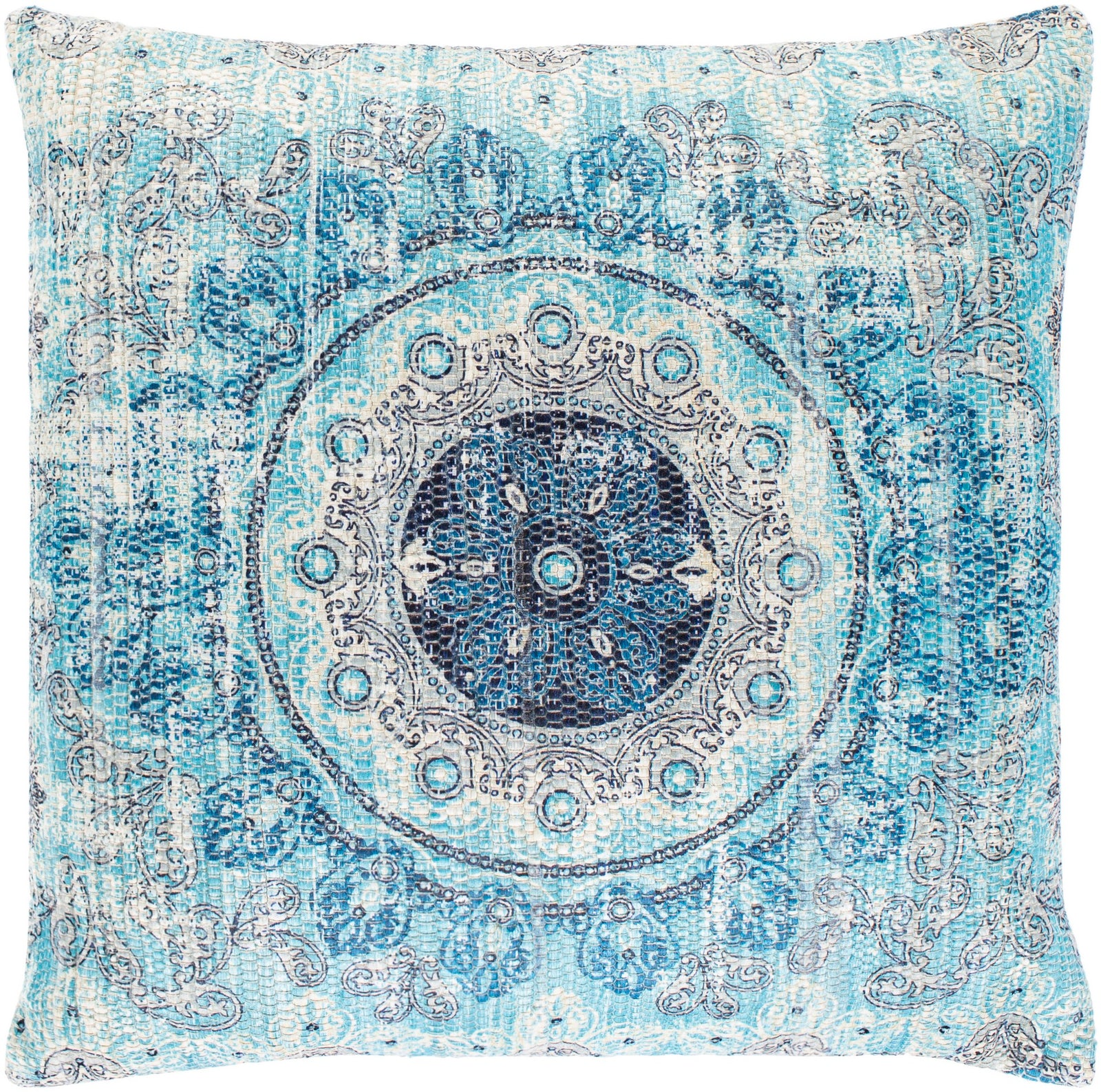 Derek Pillow Aqua/Beige/Bright Blue