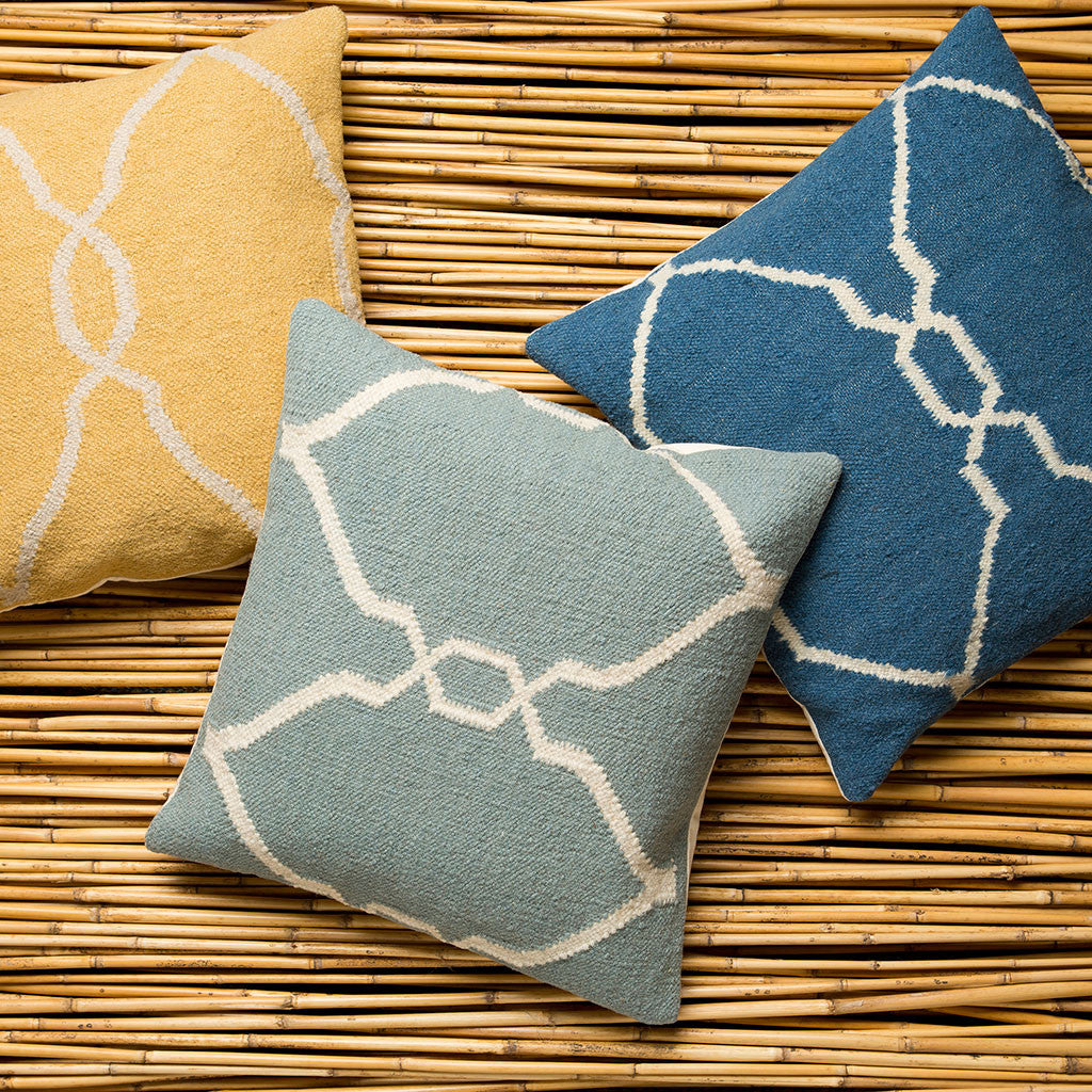 Juxtaposed Geometric Cobalt/Beige Pillow