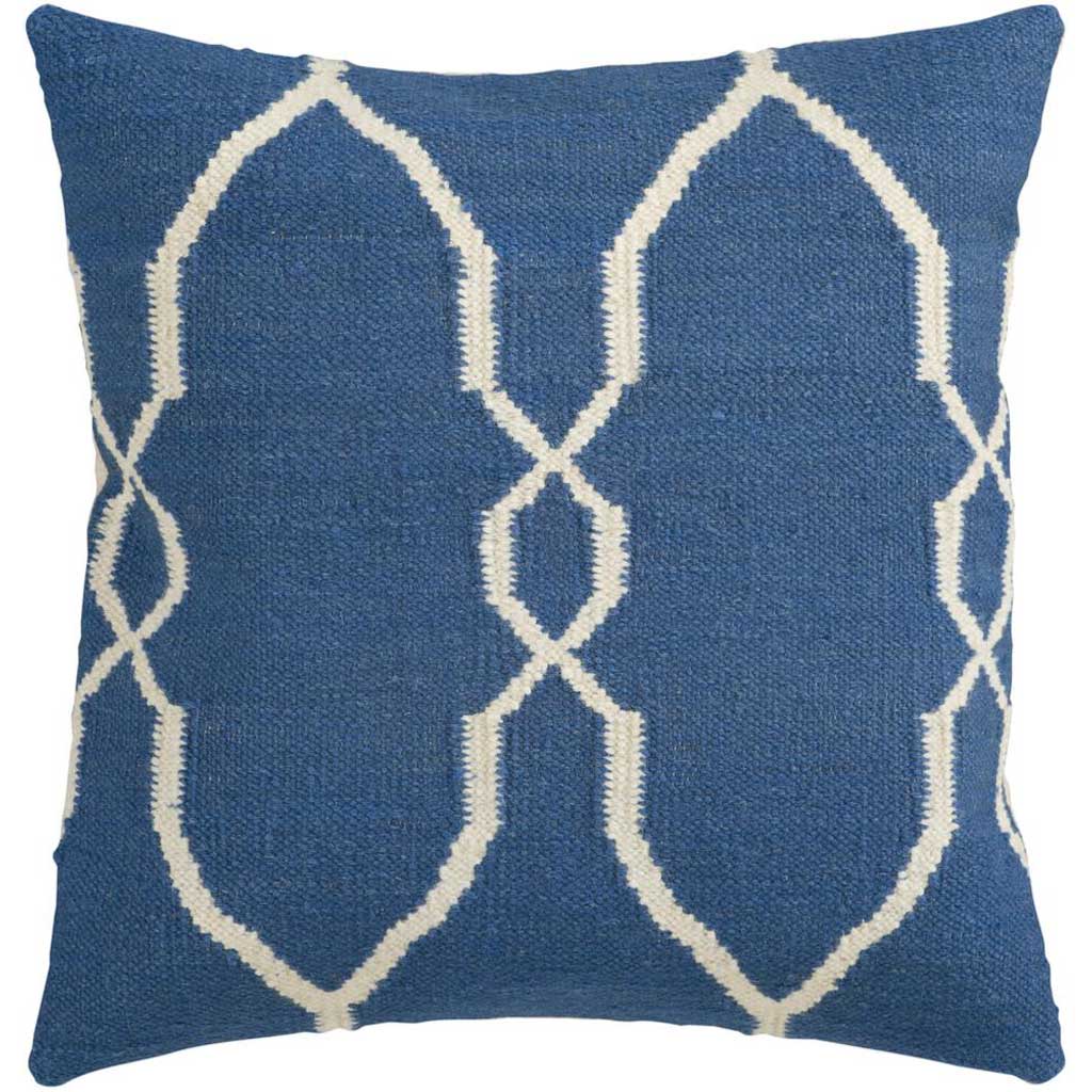 Juxtaposed Geometric Cobalt/Beige Pillow
