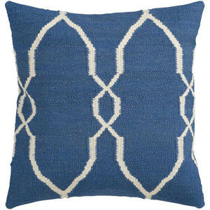 Juxtaposed Geometric Cobalt/Beige Pillow