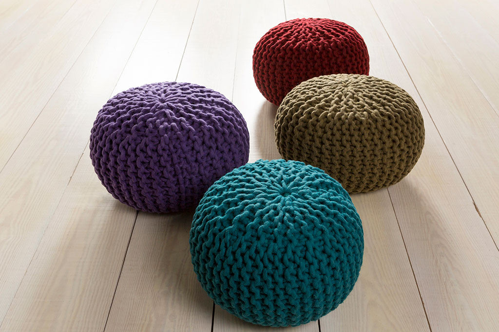 Fargo Solid Blue Sphere Pouf