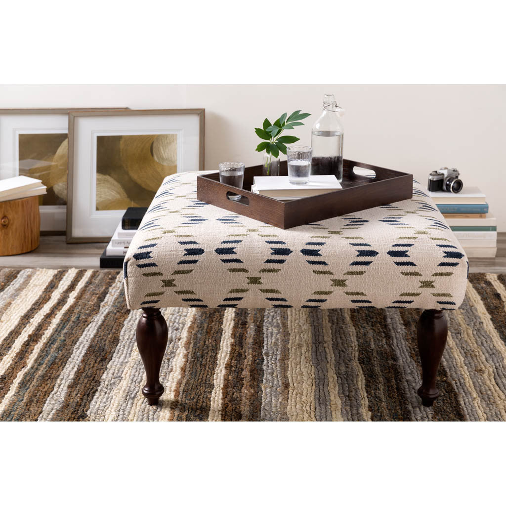 Sonoma Ivory/Olive/Charcoal Ottoman