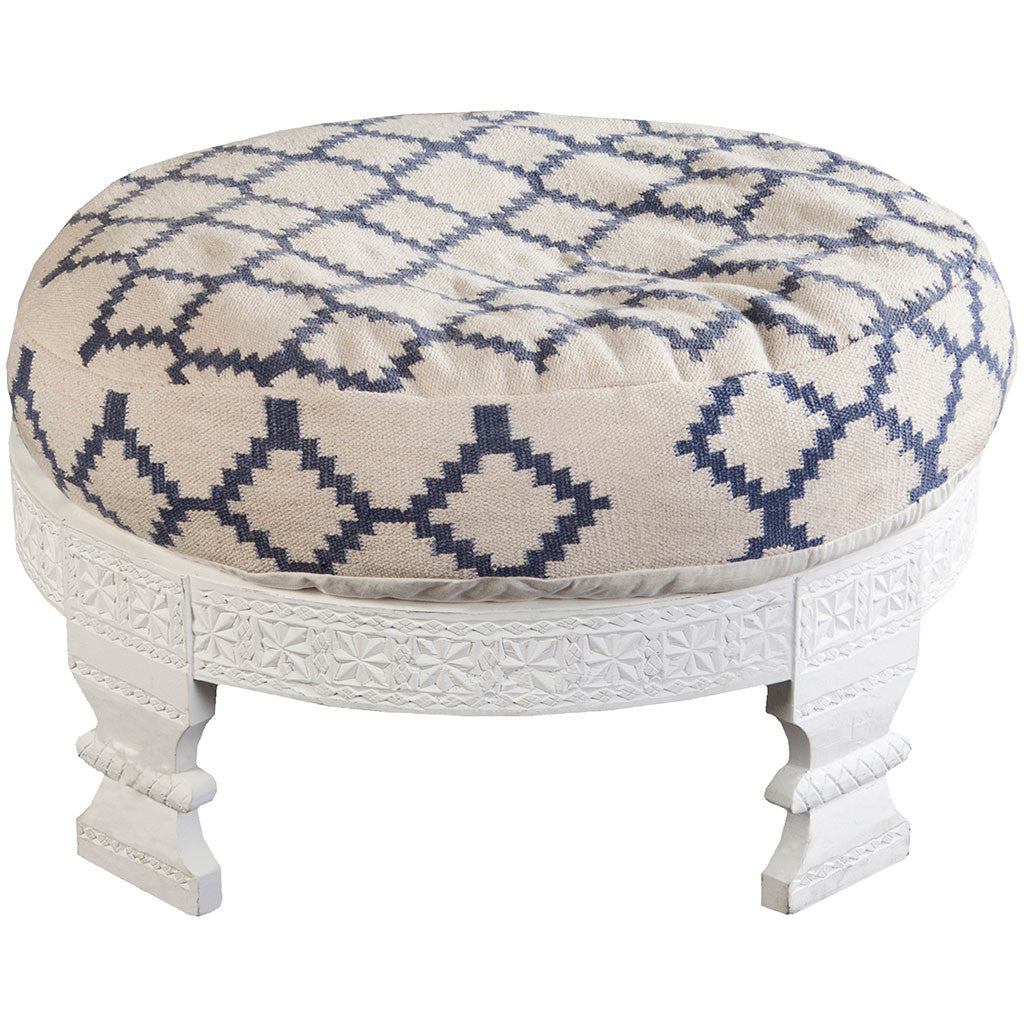 Moroccan Ottoman Blue/White