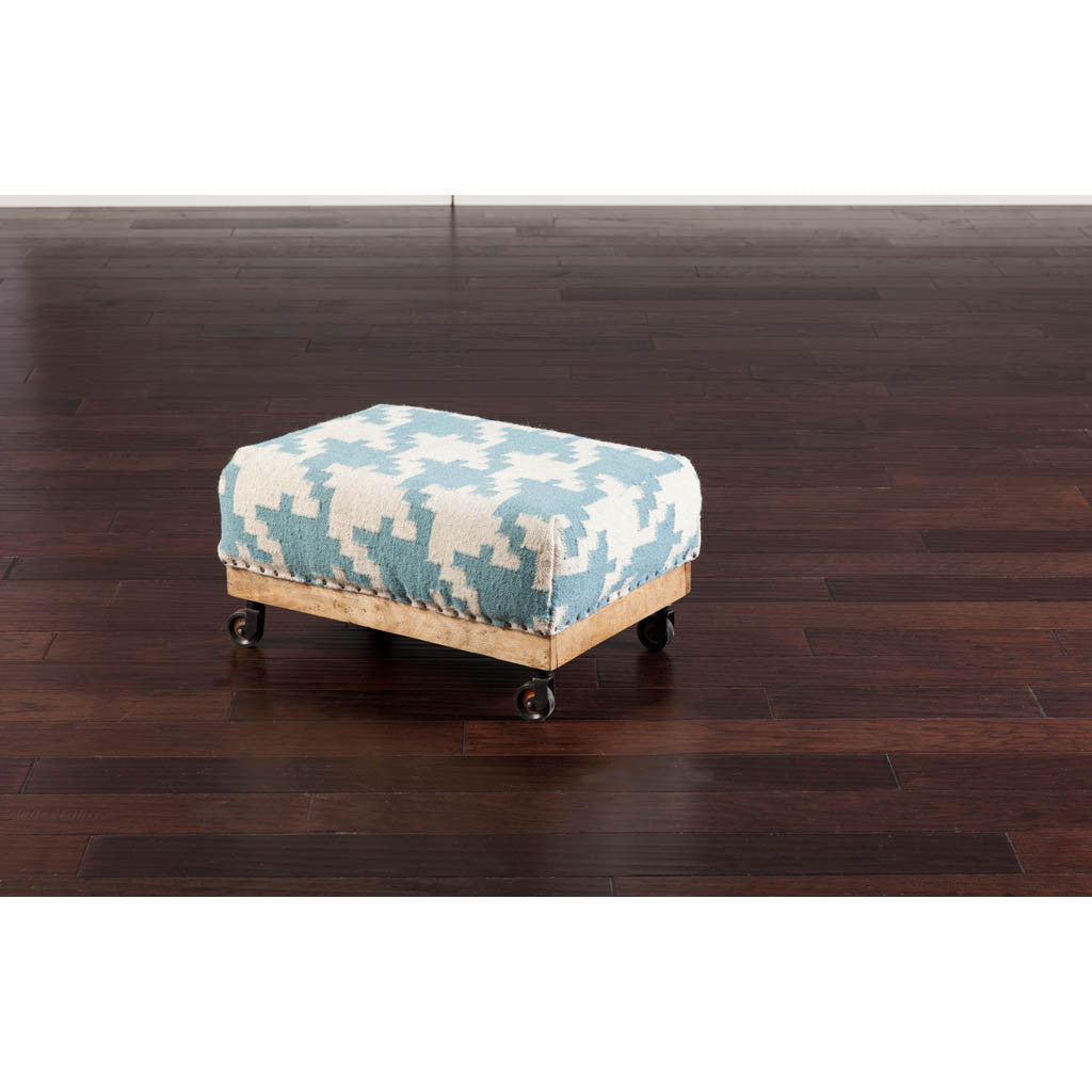 Sonoma Ivory/Teal Ottoman