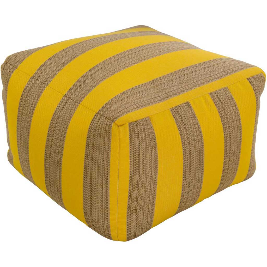 Finn Striped Yellow Cube Pouf