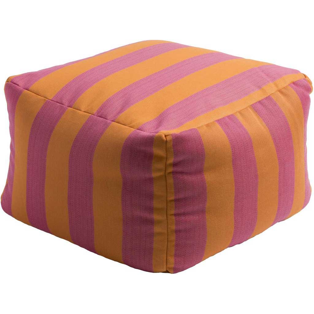 Finn Striped Pink/Orange Cube Pouf