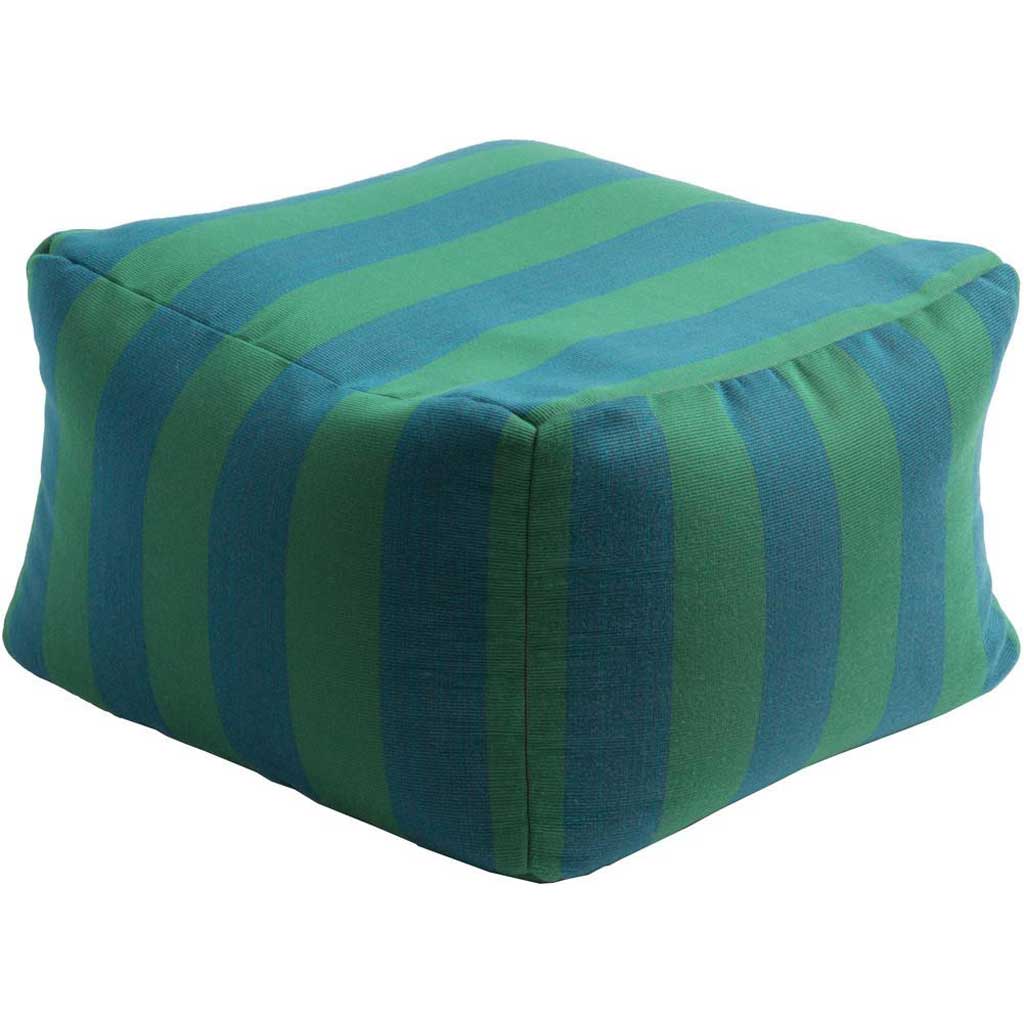 Finn Striped Green/Blue Cube Pouf