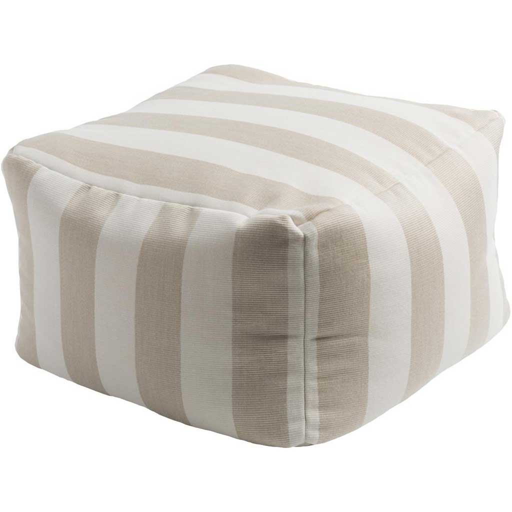Finn Striped Neutral Cube Pouf
