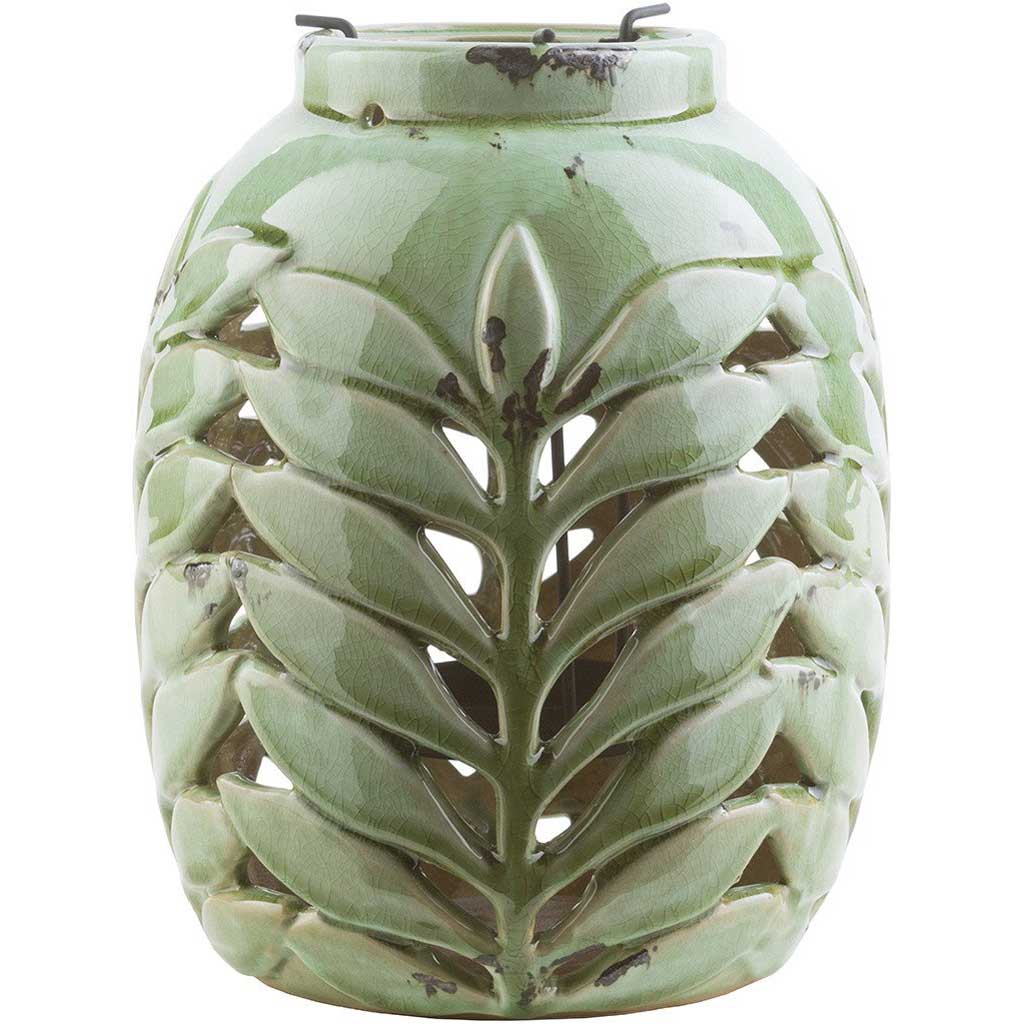 Fern Ceramic Lantern Moss Medium