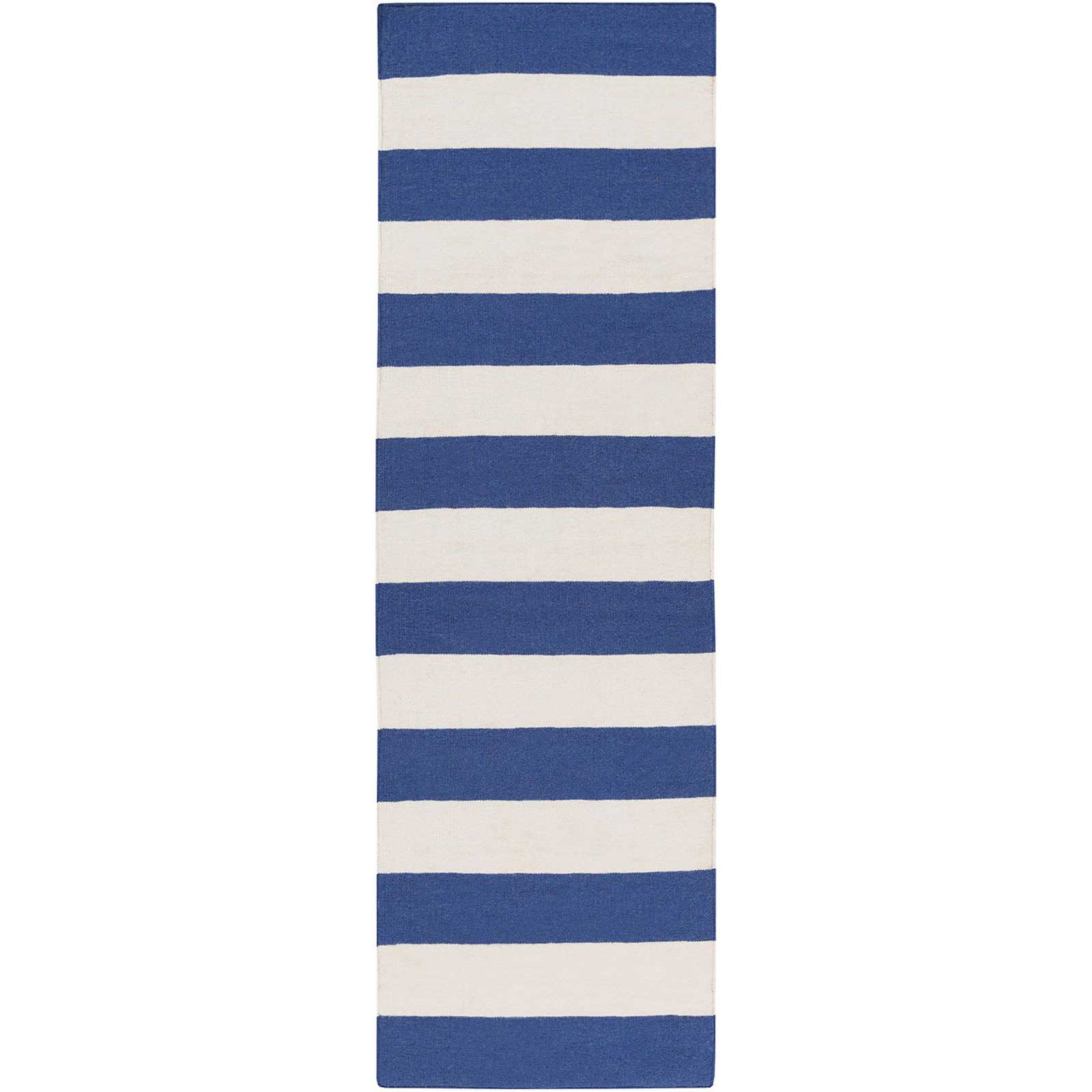 Frontier Striped Ivory/Cobalt Runner Rug