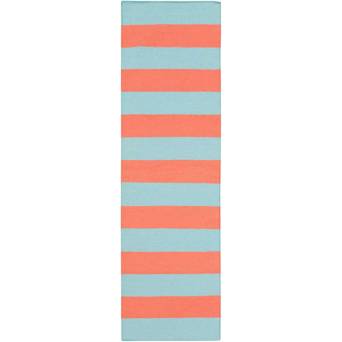 Frontier Striped Coral/Aqua Runner Rug