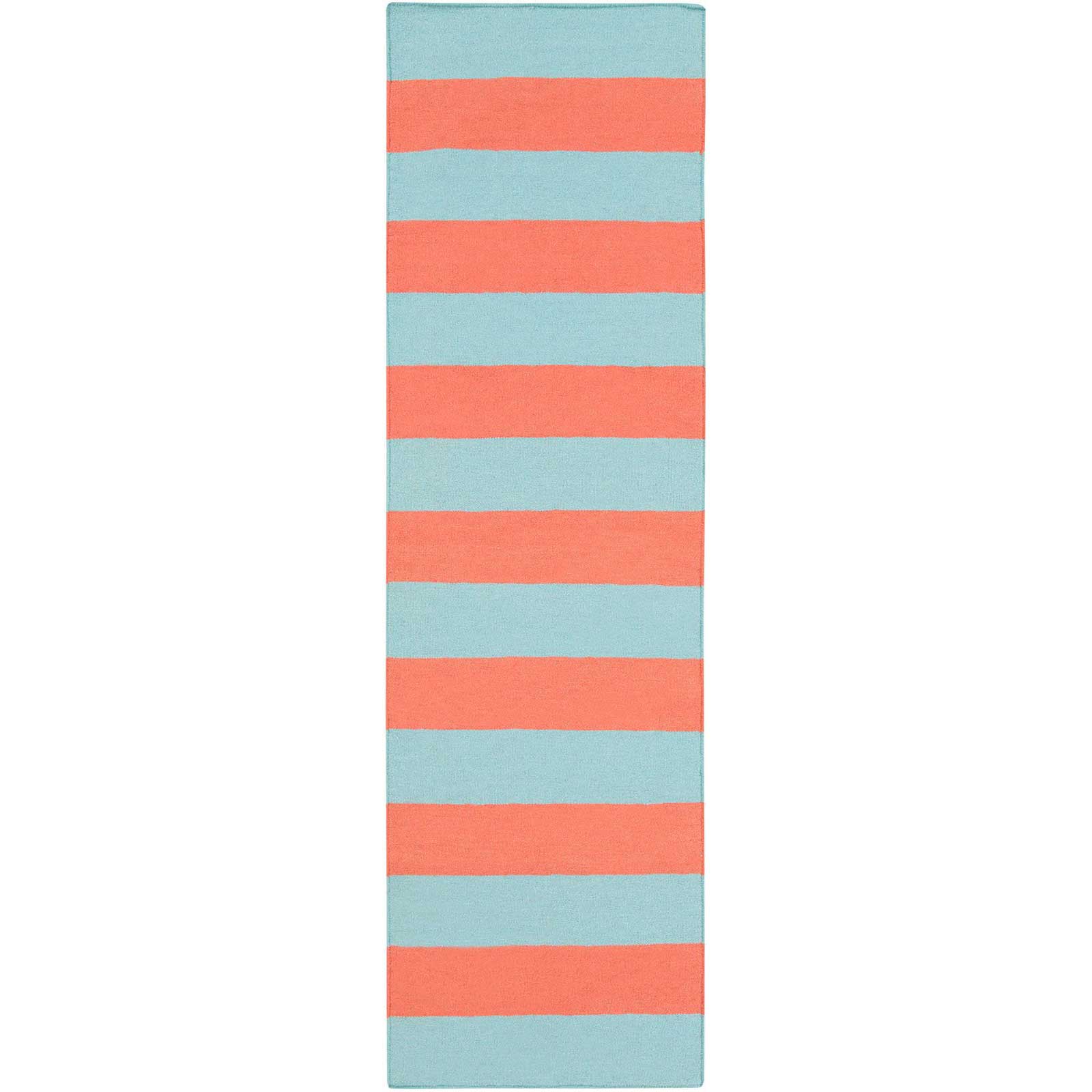 Frontier Striped Coral/Aqua Runner Rug