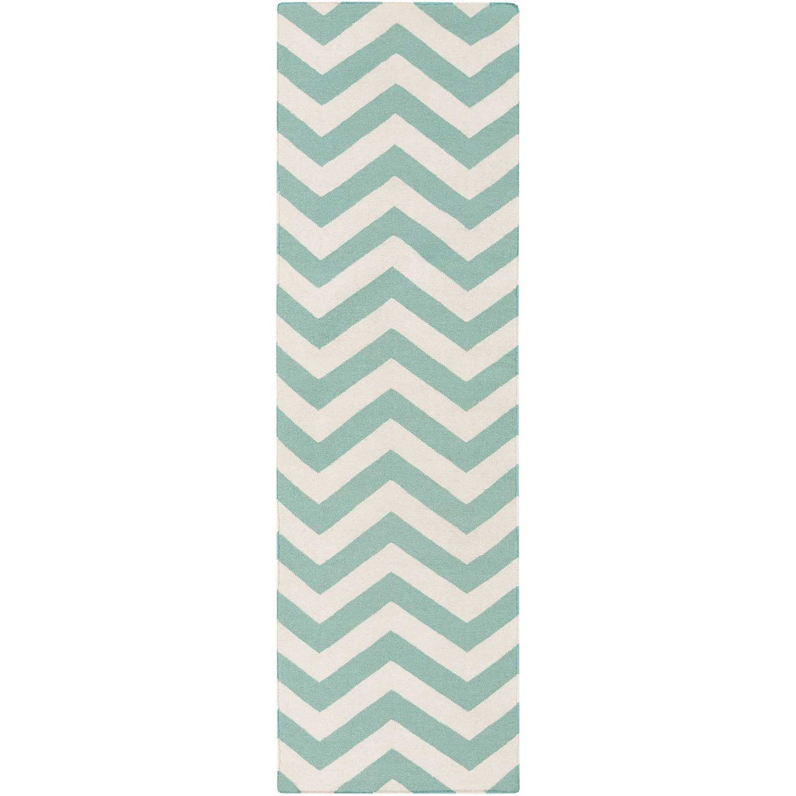 Frontier Chevron Teal/Ivory Runner Rug