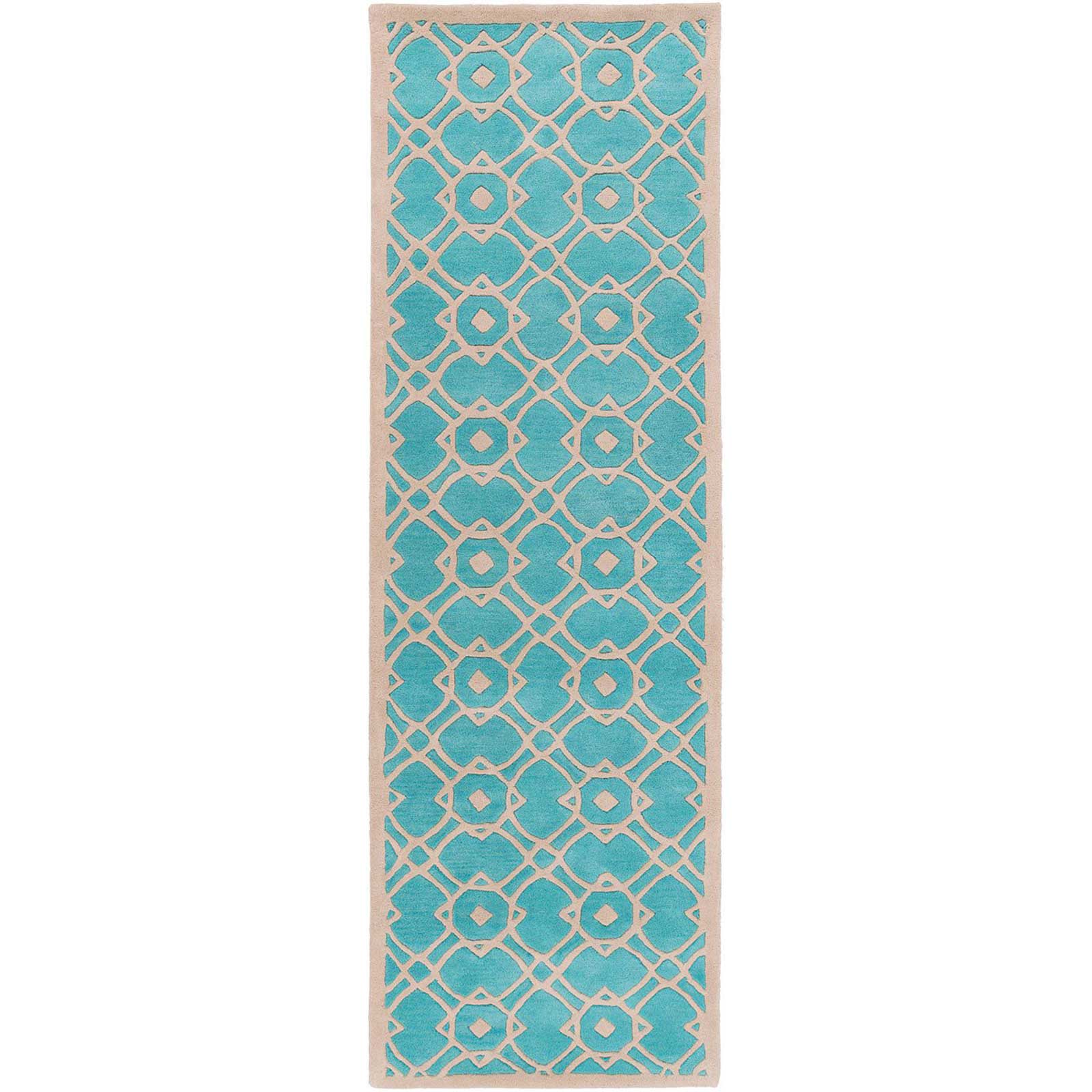 Goa Light Gray/Aqua Runner Rug