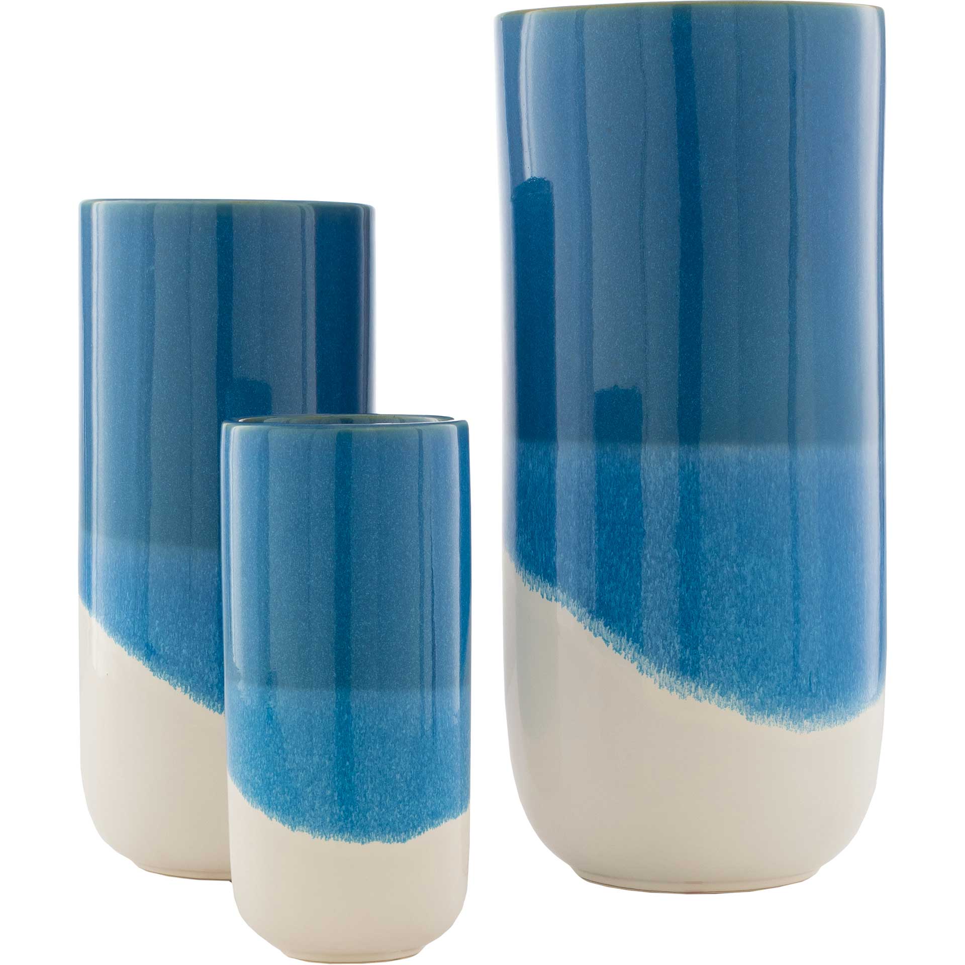 Genevieve Vase Cream/Blue