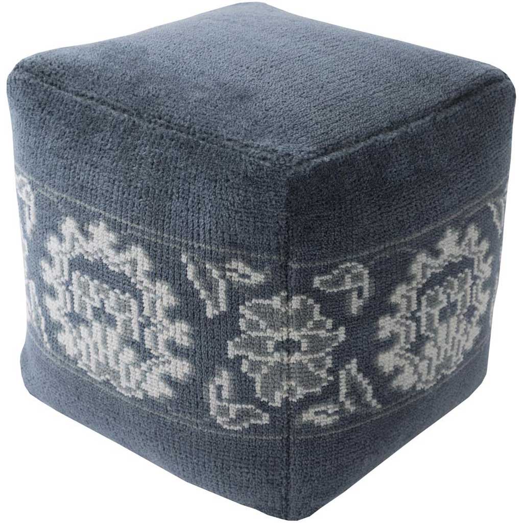 Hazel Ikat Blue Cube Pouf