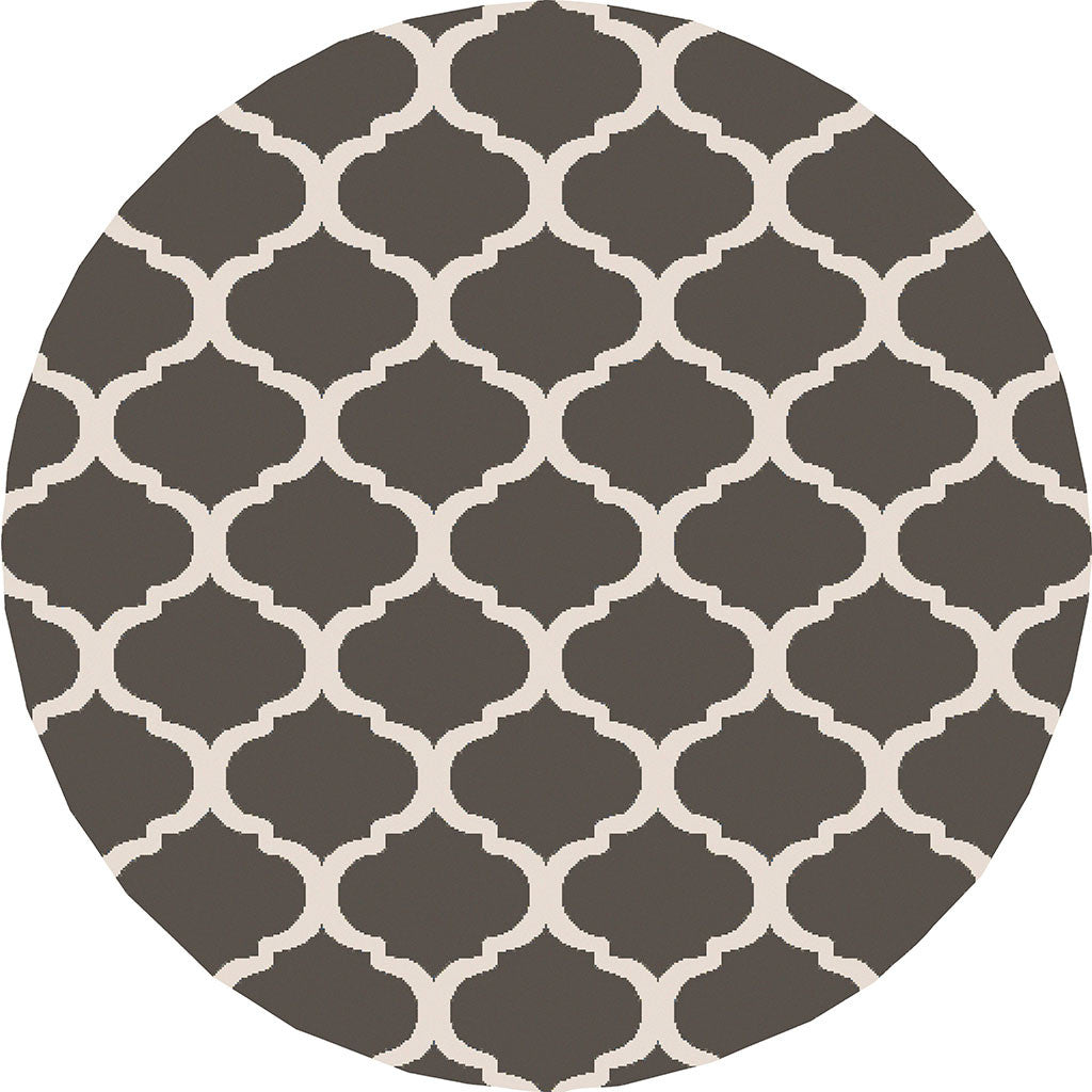 Horizon Lattice Ivory/Charcoal Round Rug