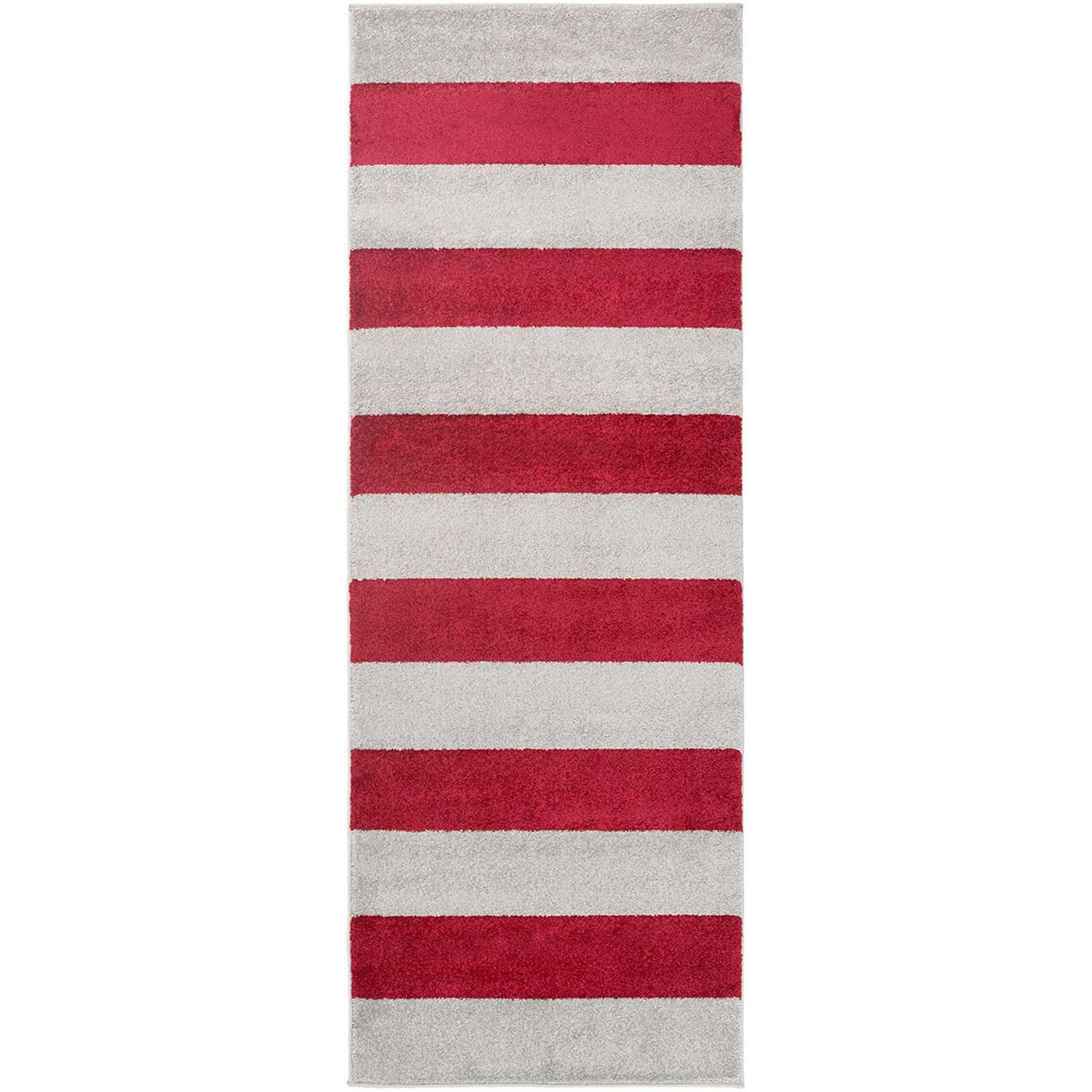 Horizon Striped Burgundy/Charcoal Runner Rug