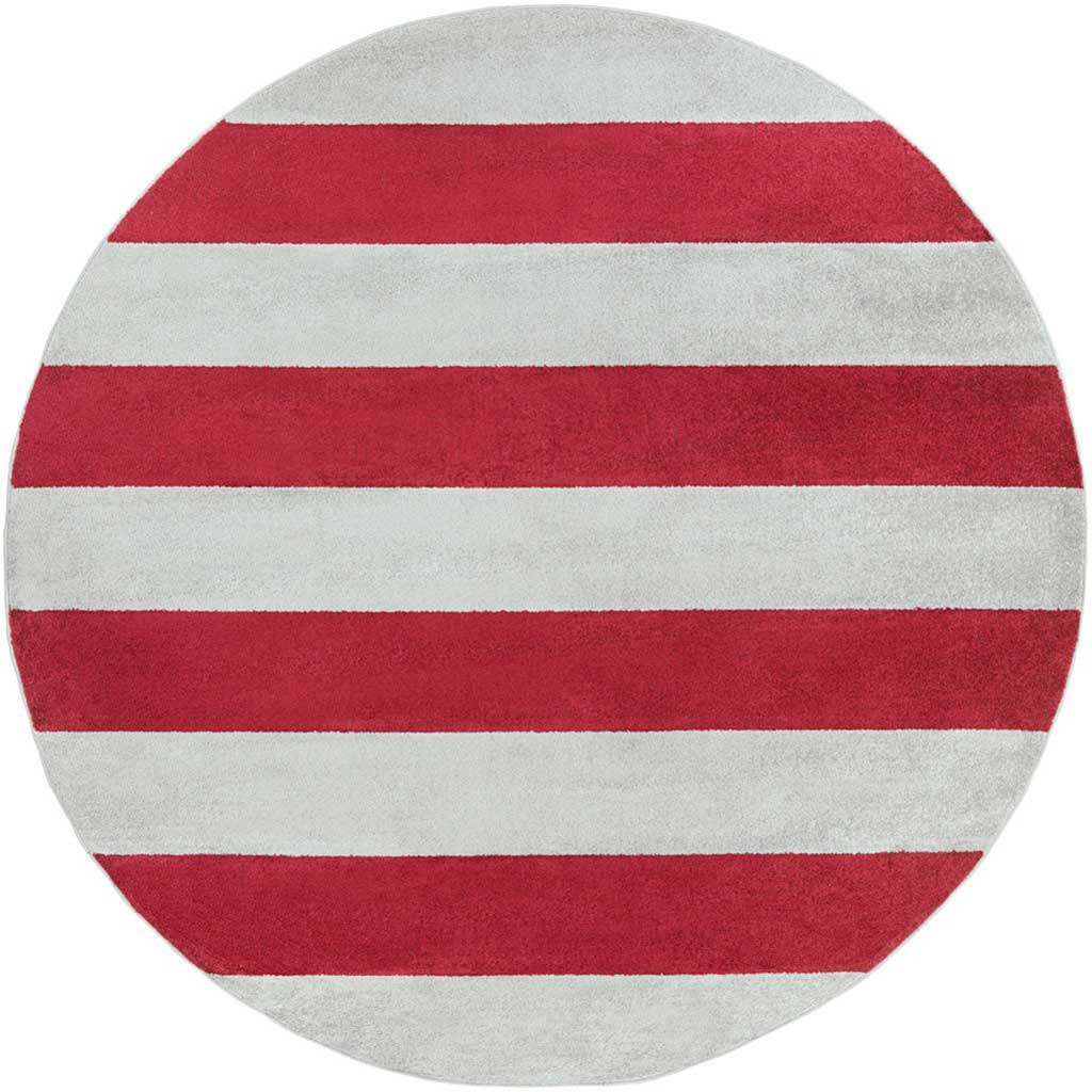 Horizon Striped Burgundy/Charcoal Round Rug