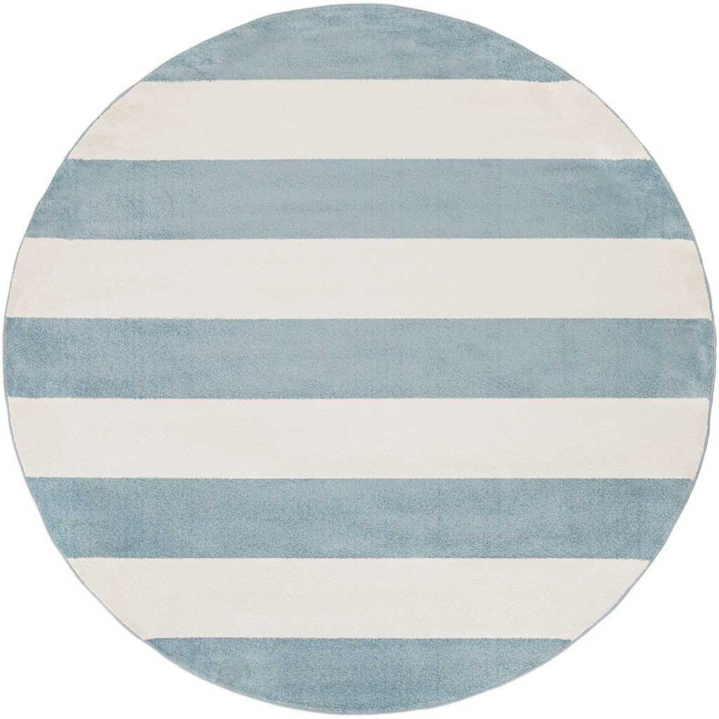 Horizon Striped Slate/Ivory Round Rug
