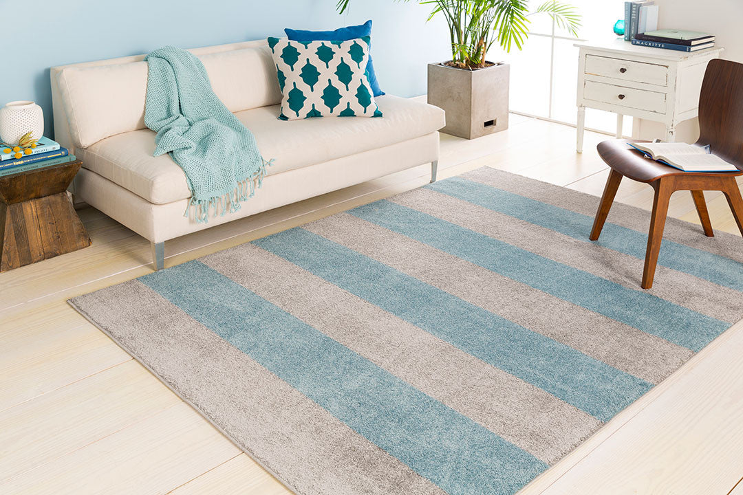 Horizon Striped Slate/Ivory Area Rug