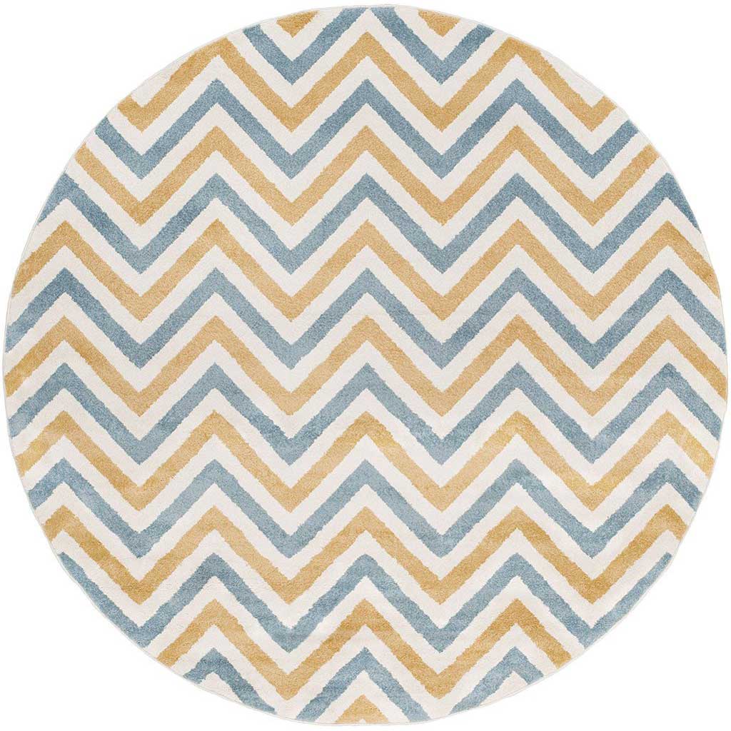 Horizon Chevron Ivory/Gold/Slate Round Rug