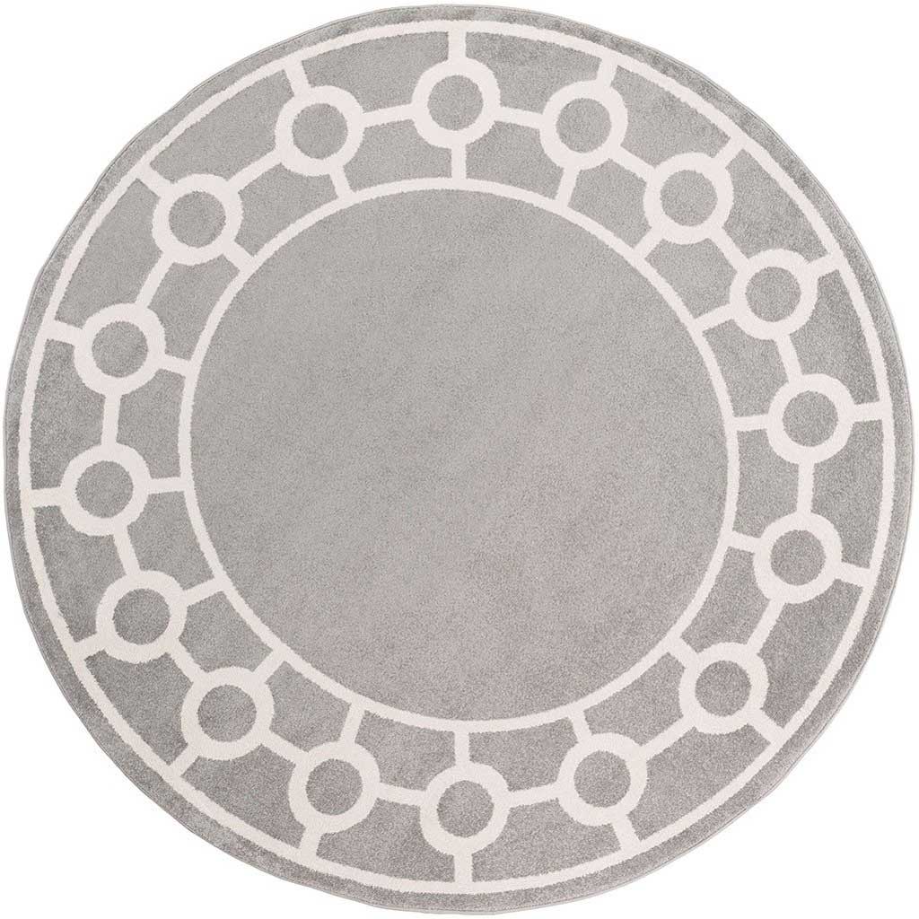 Horizon Border Gray/Ivory Round Rug