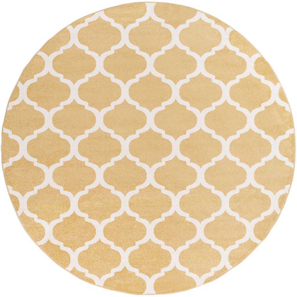 Horizon Lattice Gold/Ivory Round Rug