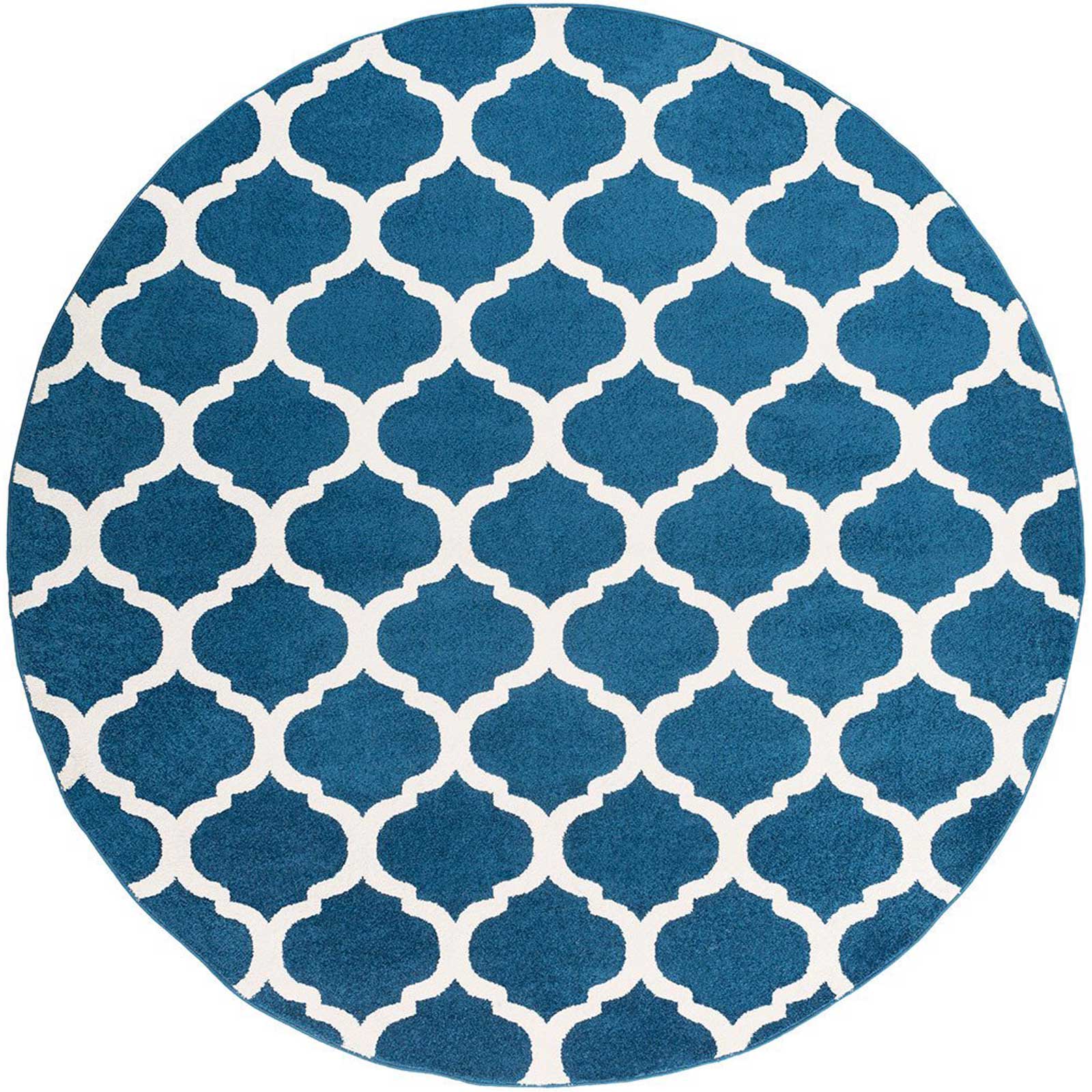 Horizon Lattice Cobalt/Ivory Round Rug