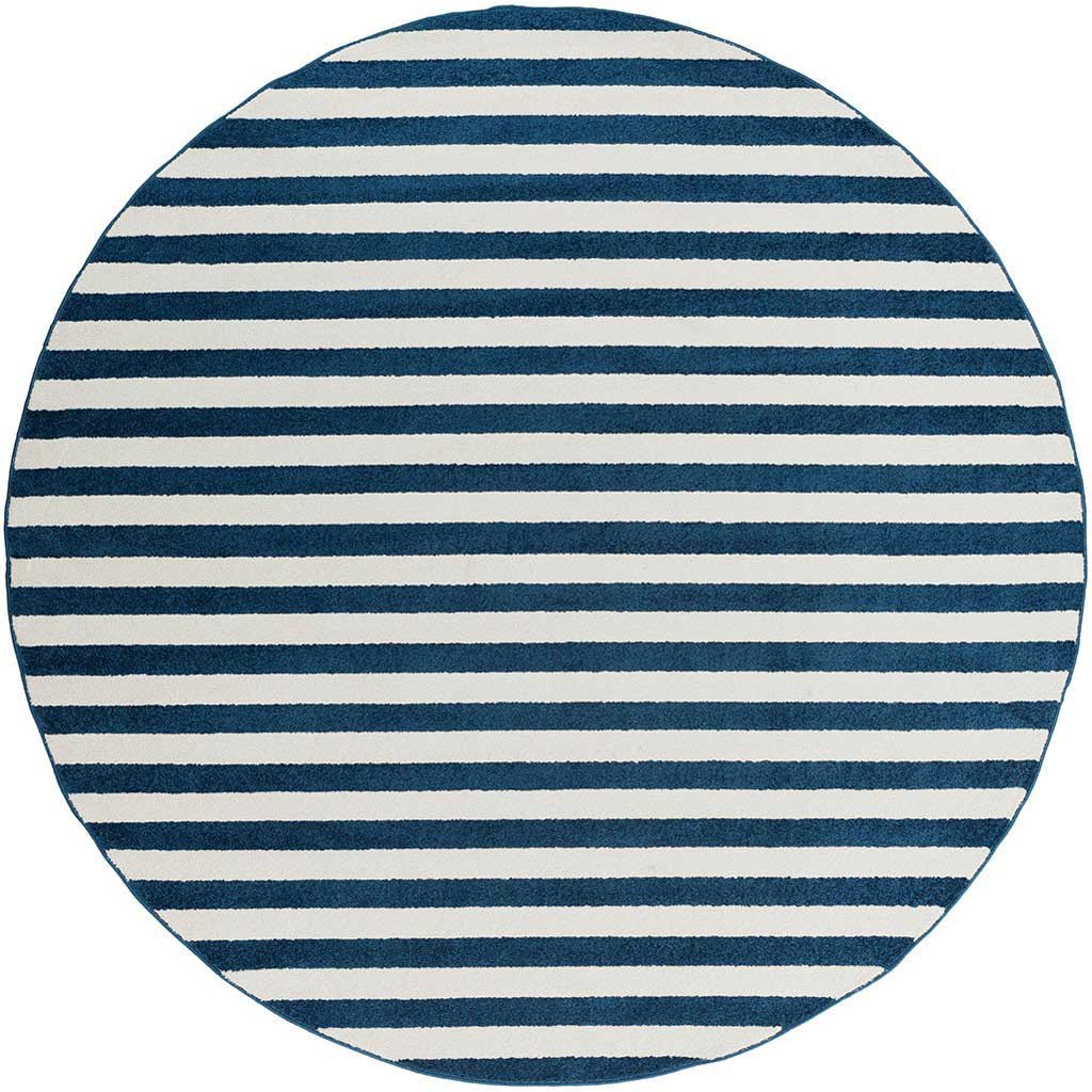 Horizon Lines Cobalt/Ivory Round Rug