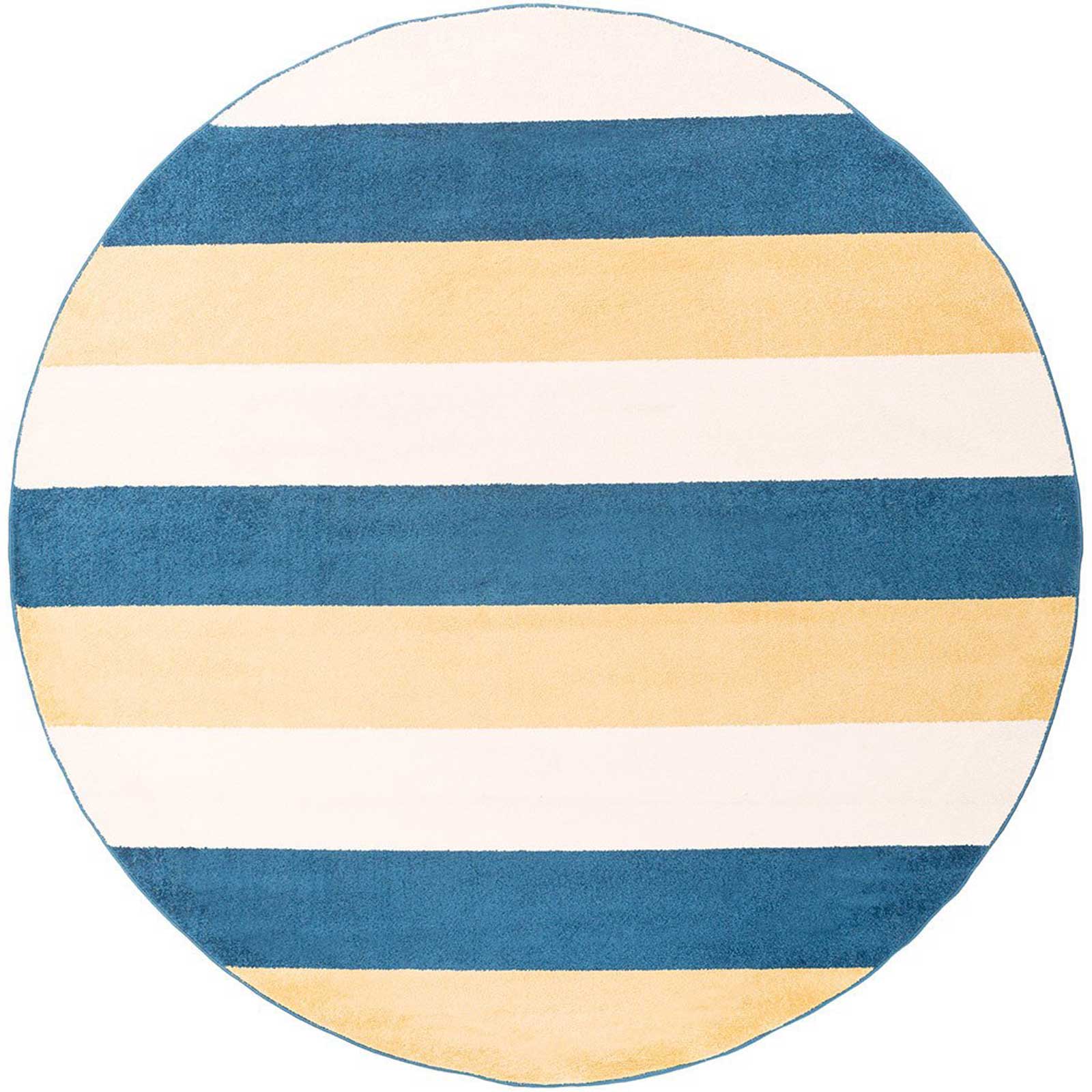 Horizon Striped Cobalt/Gold Round Rug