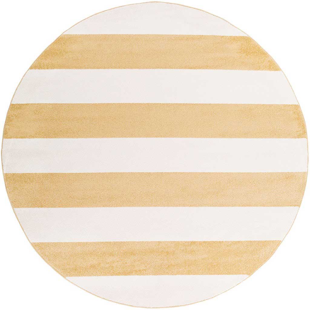 Horizon Striped Ivory/Gold Round Rug
