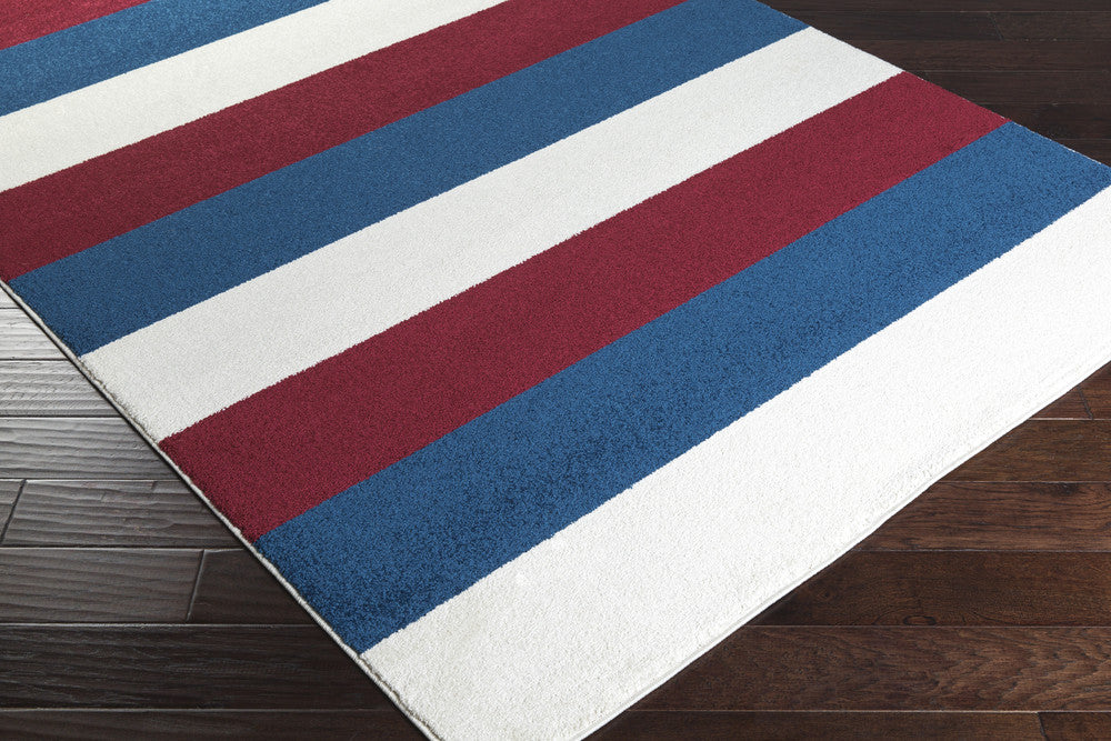 Horizon Striped Burgundy/Cobalt Area Rug