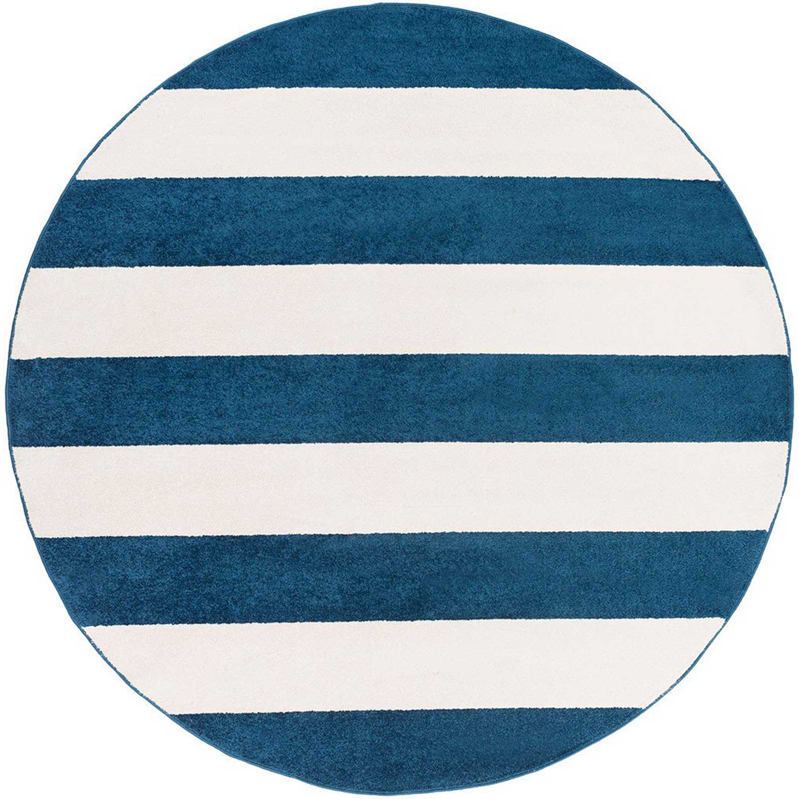 Horizon Striped Cobalt/Ivory Round Rug