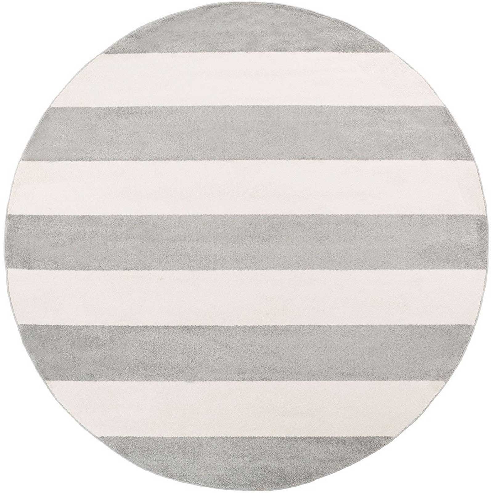 Horizon Striped Gray/Ivory Round Rug