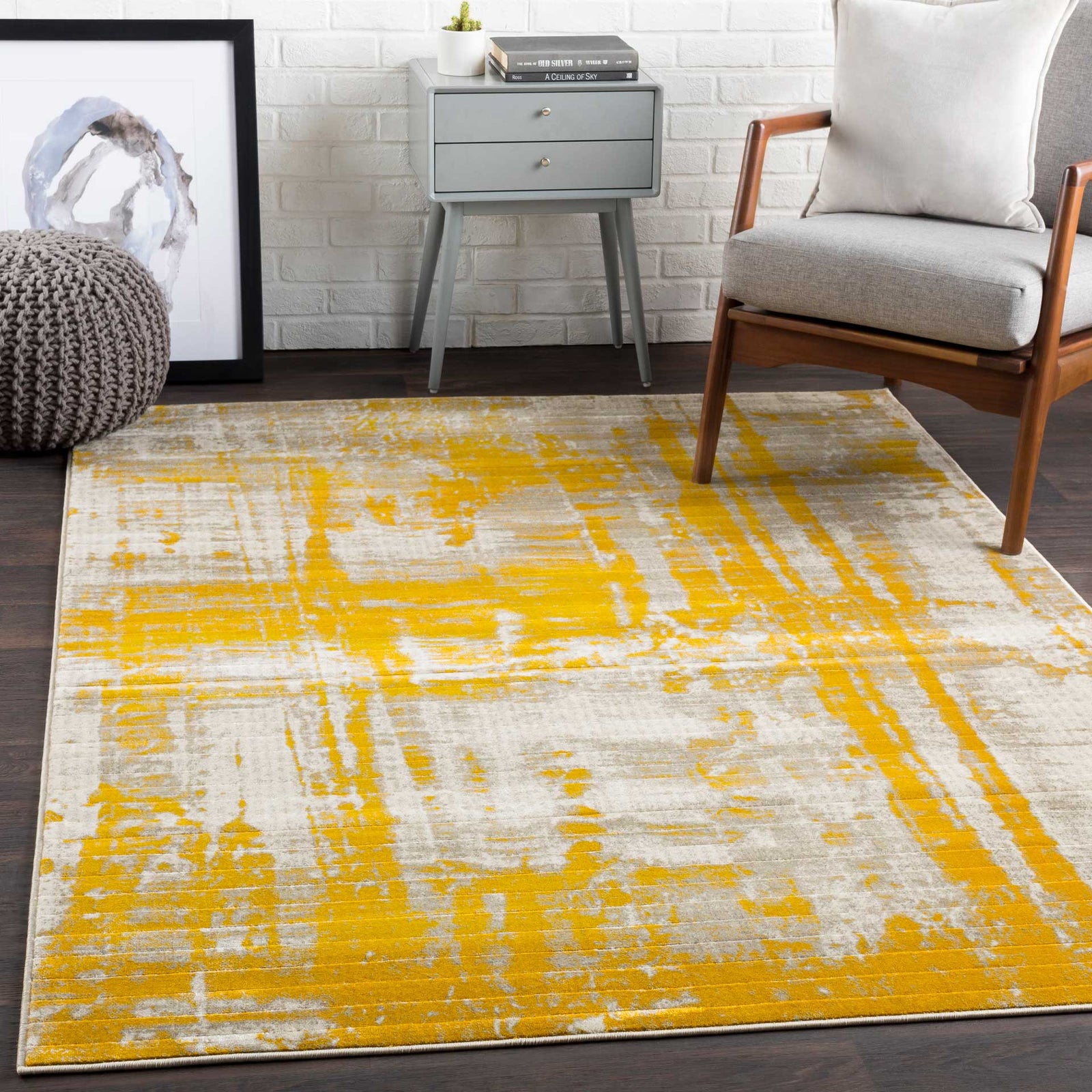 Jax Mustard/Dark Brown/Light Gray Area Rug