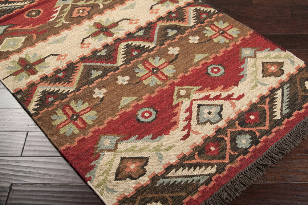 Jewel Tone Beige/Burgundy Area Rug