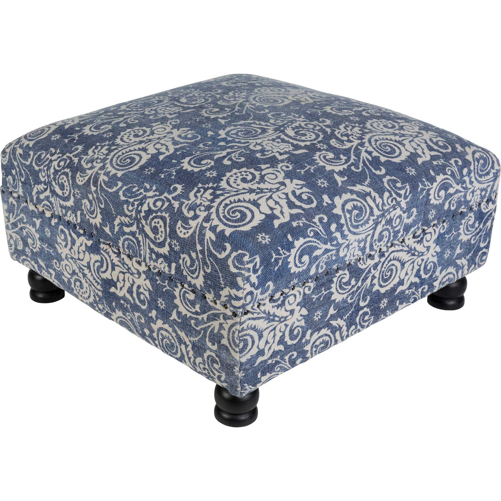 Kailey Ottoman Navy/White