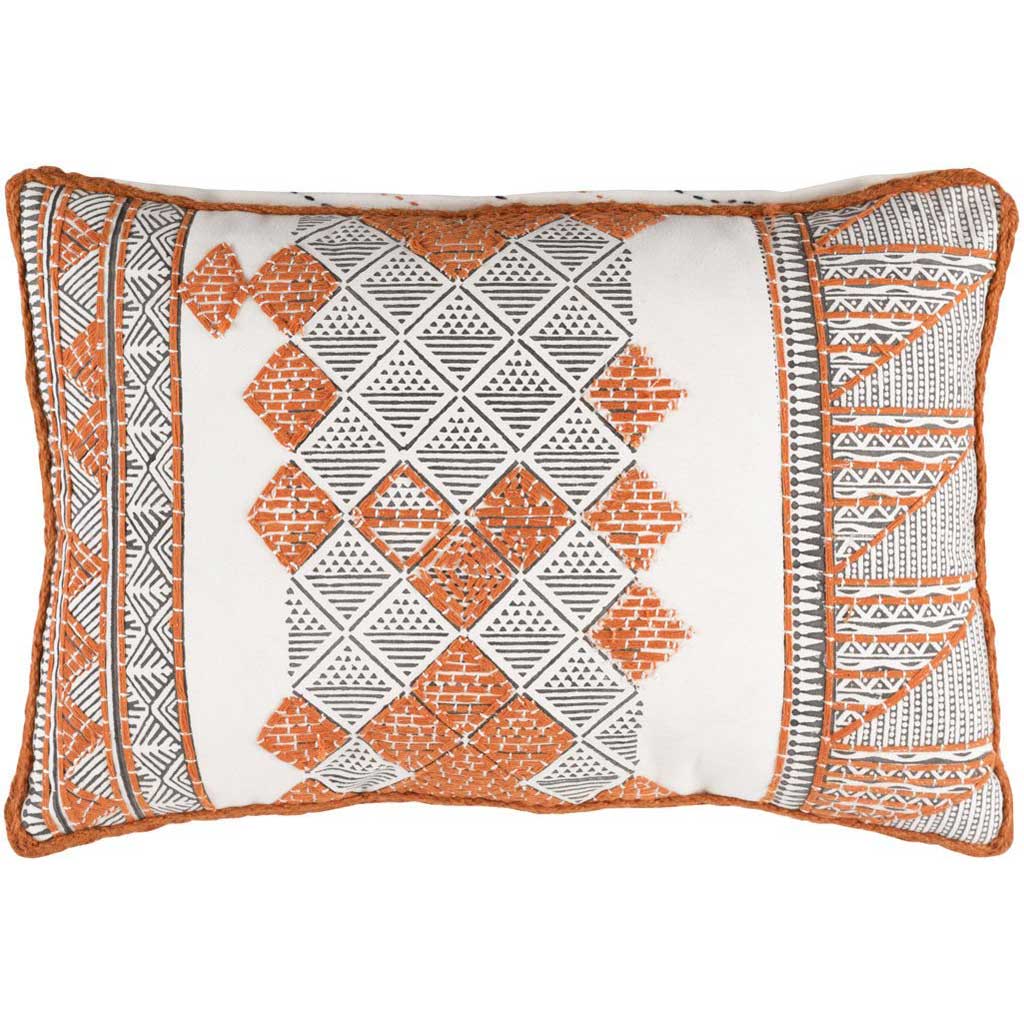 Kerio Orange/Brown/White Lumbar Pillow