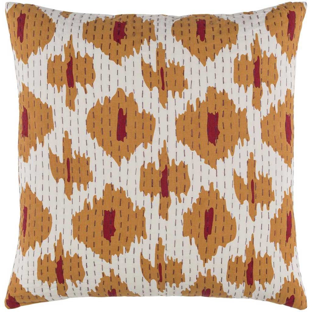 Kantha Burnt Orange/Cherry Pillow