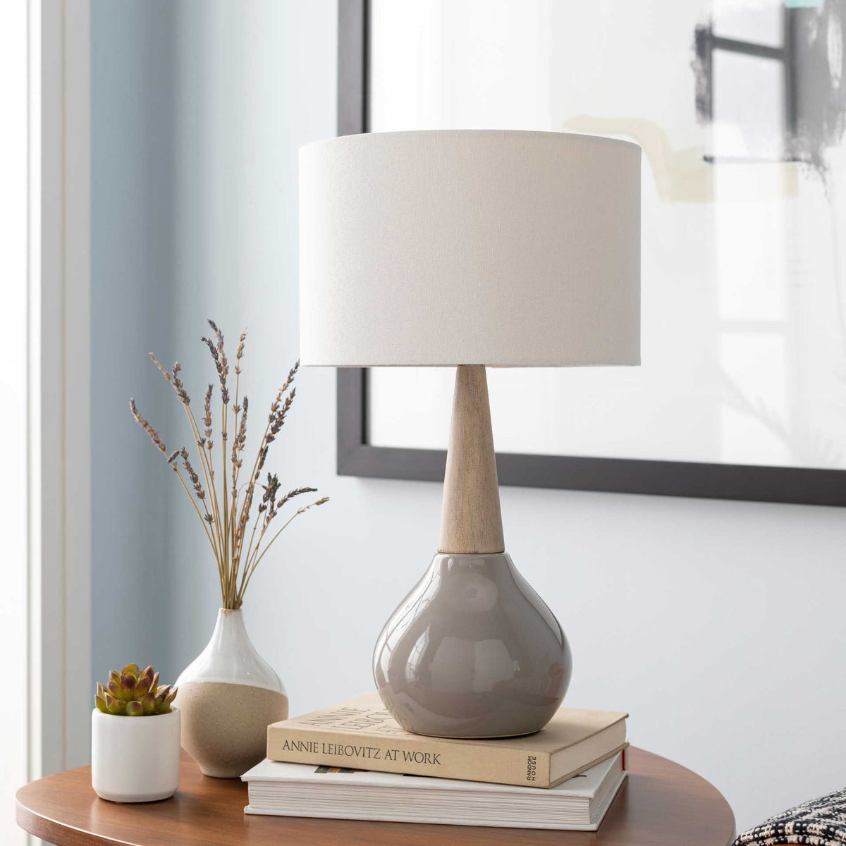 Keaton Table Lamp Medium Gray/White