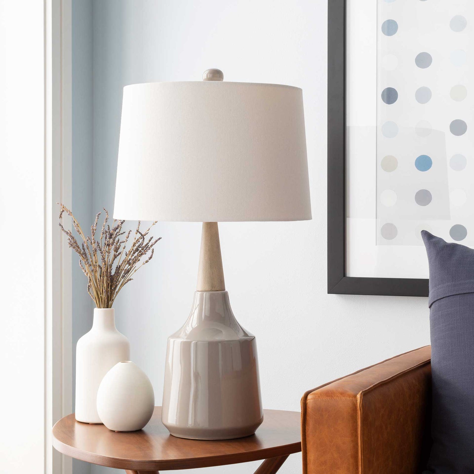 Keaton Table Lamp White/Medium Gray