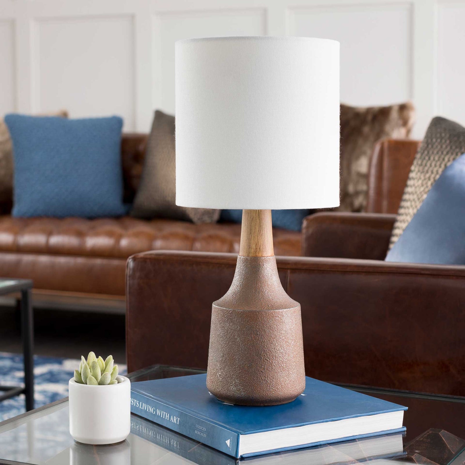 Keaton Table Lamp Camel/White/Copper